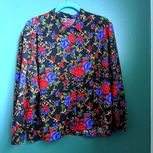 Vintage rose floral blouse